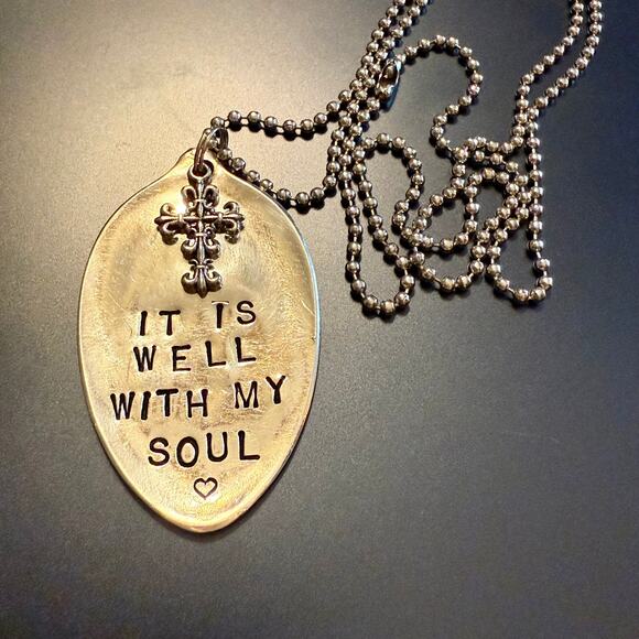 Artisan Vintage Silver Plated Spoon Cross Pendant - Picture 3 of 8